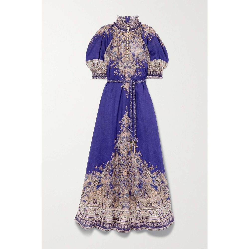 Zimmermann Blue and Gold Maxi Dress